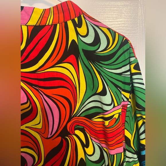 Zuri Print Dress Cotton 3/4 Sleeve 2X. *One Button missing. - Picture 3 of 5